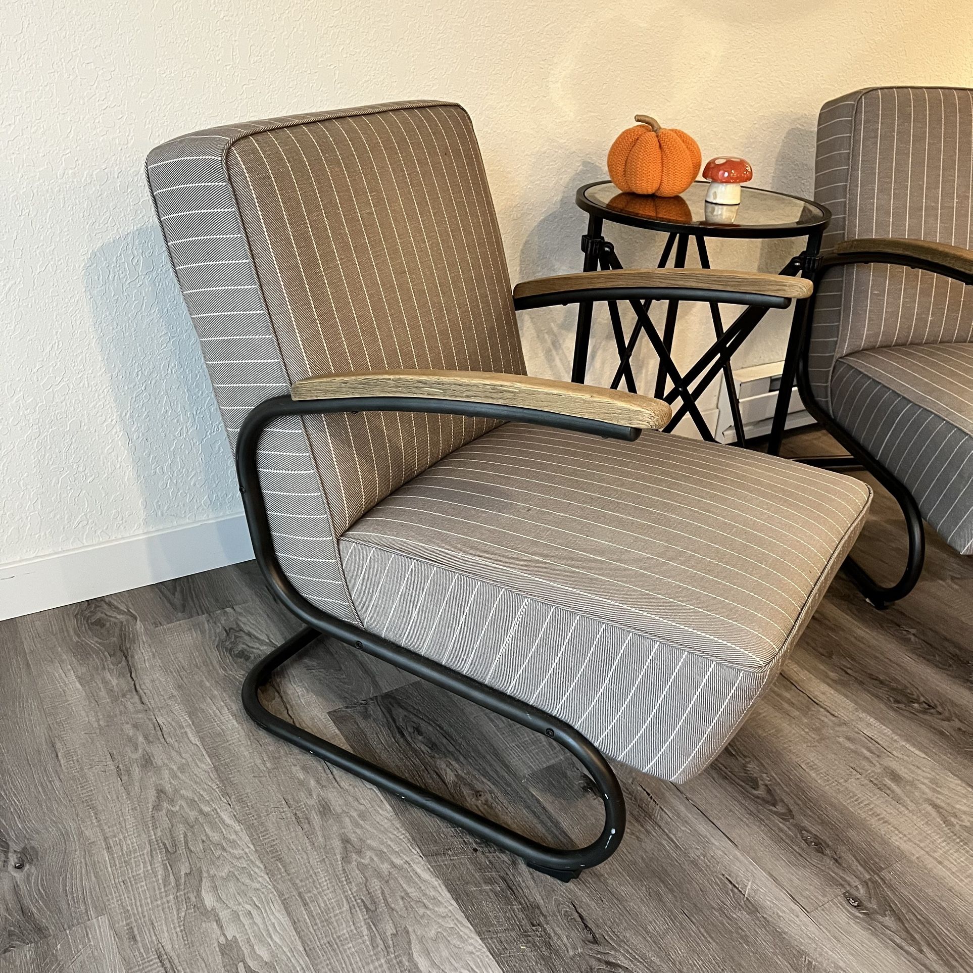 Two Modern Upholstered Club Chairs