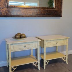 TWO BEAUTIFUL FAUX BAMBOO VINTAGE NIGHTSTANDS 