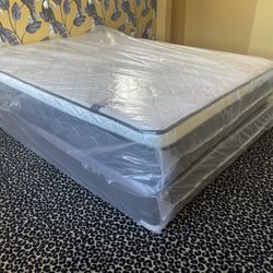 New Queen Pillowtop Mattress And Box Spring Set 