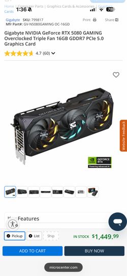 *NEW* Gigabyte NVIDIA GeForce RTX 5080 GAMING Overclocked Triple Fan 16GB GDDR7 PCIe 5.0 Graphics Card