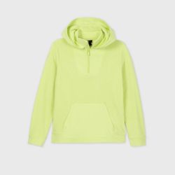 Boys Fleece 1/4 Zip Pullover Hoodie Sweatshirt - All in Motion Lemon L
