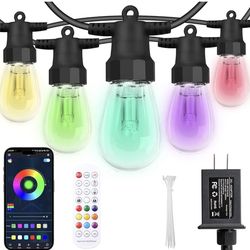 Outdoor String Lights 50FT, Outdoor Lights for Patio with 20 Dimmable RGBW LED