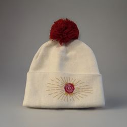 Jim Beam Bourbon Liquor Red/Beige Holiday Cap Hat Beanie Winter NWOT