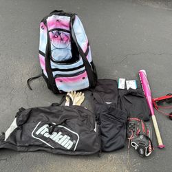 Girls Softball Gear Bat, Bags, Glove, Pants