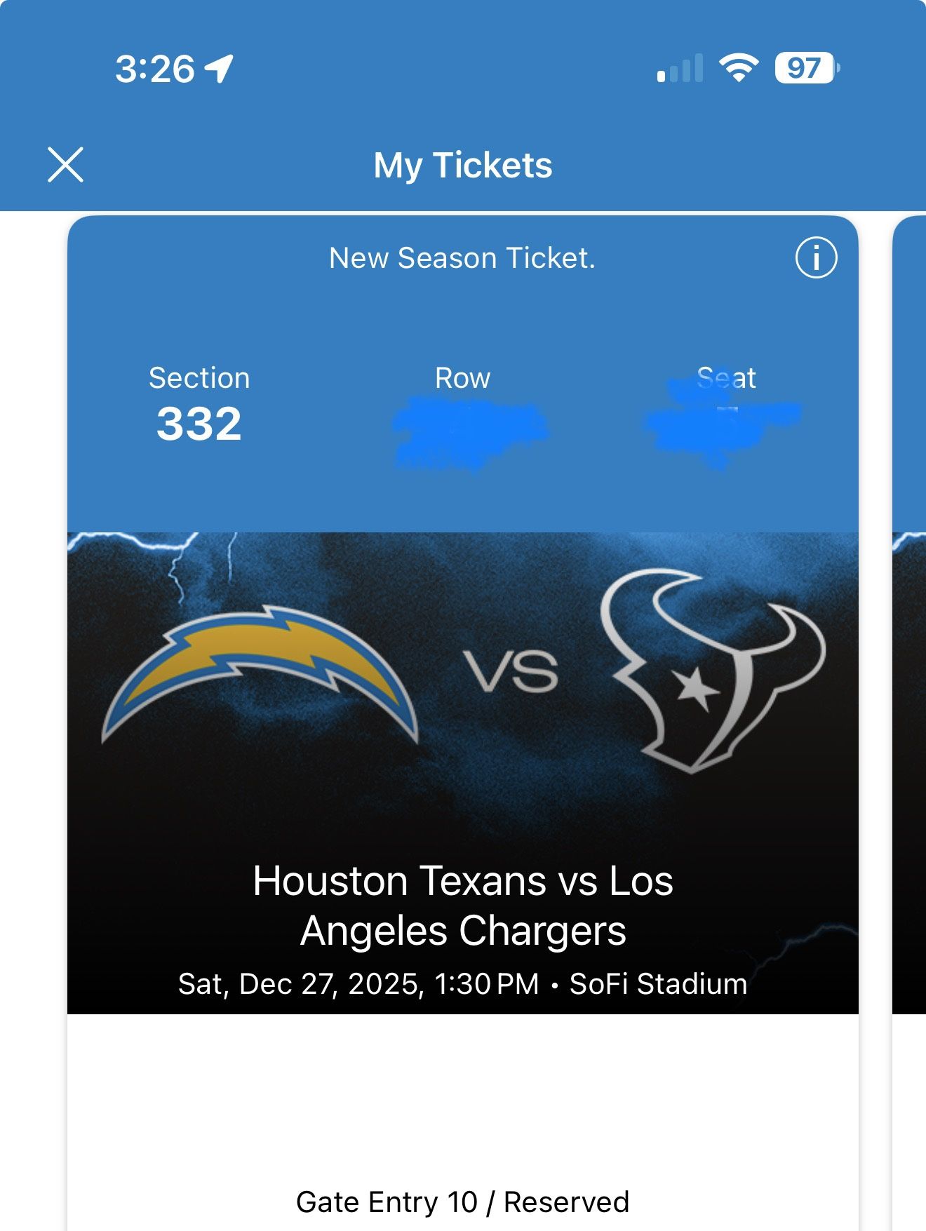 Chargers v Texans Section 333