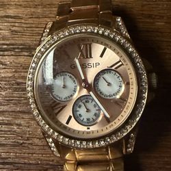 Gossip Rose Gold Toned Stainless Steel Watch With Roman Numerals 