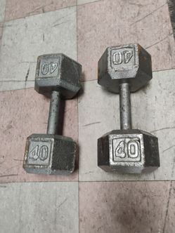 40 lb Cast Iron Hex Dumbbells