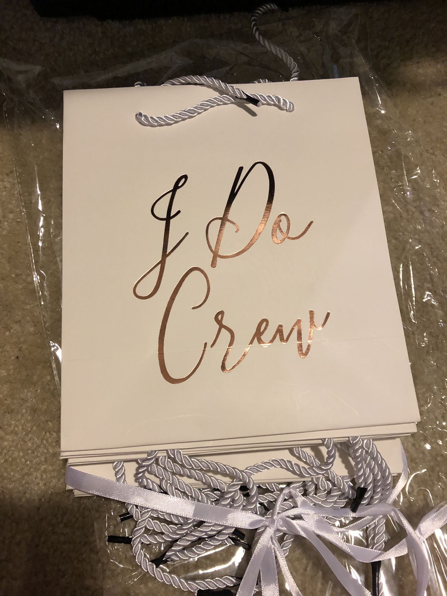 I Do Crew Gift Bags - Rose Gold (Set of 7) 9x8x4in