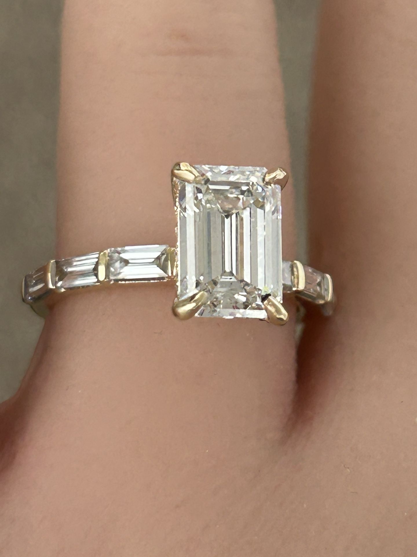 4.00CTW/3.15CT VS1 Emerald Lab Diamond Engagement Ring