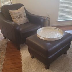 Italian Leather Sofa. Chaise And Automan 