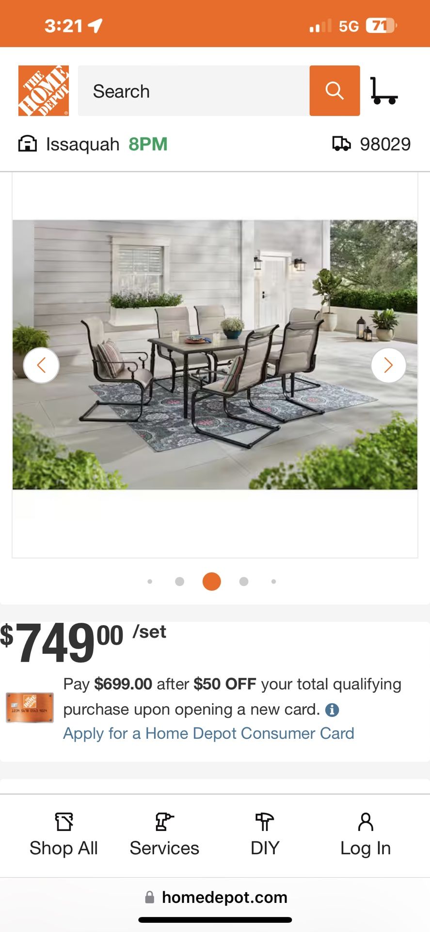 Hampton Bay 7 Pieces Outdoor Dinning Set