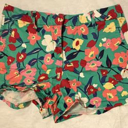 ELLE 98% Cotton Women’s Chino Shorts Size 6 Bright Colorful Floral Pattern  
