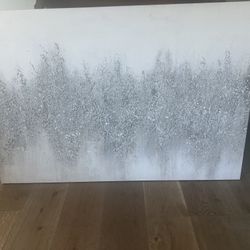 Large Canvas Wall Art 40 x 60  White/Silver