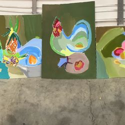 Ellis Hopkins ( Carmel ) Multicolored Color Abstraction Acrylic on Canvas 20th Century