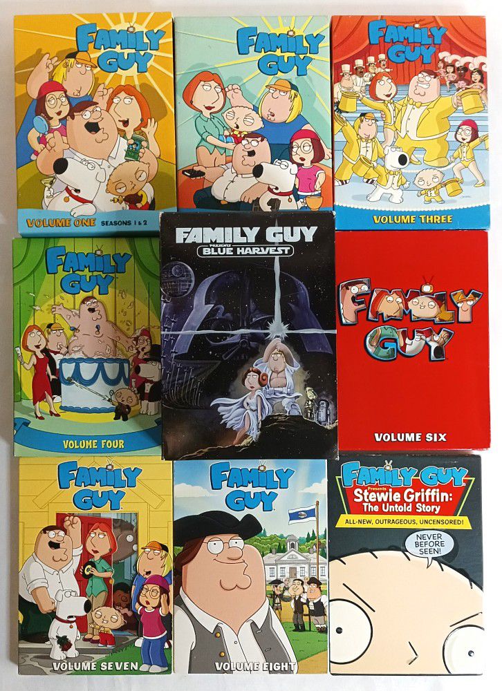 Family Guy Vol 1 to 8 - Stewie Griffin The Untold Story - Blue Harvest DVD Lot
