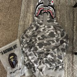 Grey Double Hooded Bape Jacket