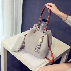 women's leather bag-Gray