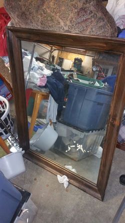 Danish walnut 42 by 32 inch mirror