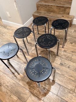 6 Pack Round Metal Stool Set