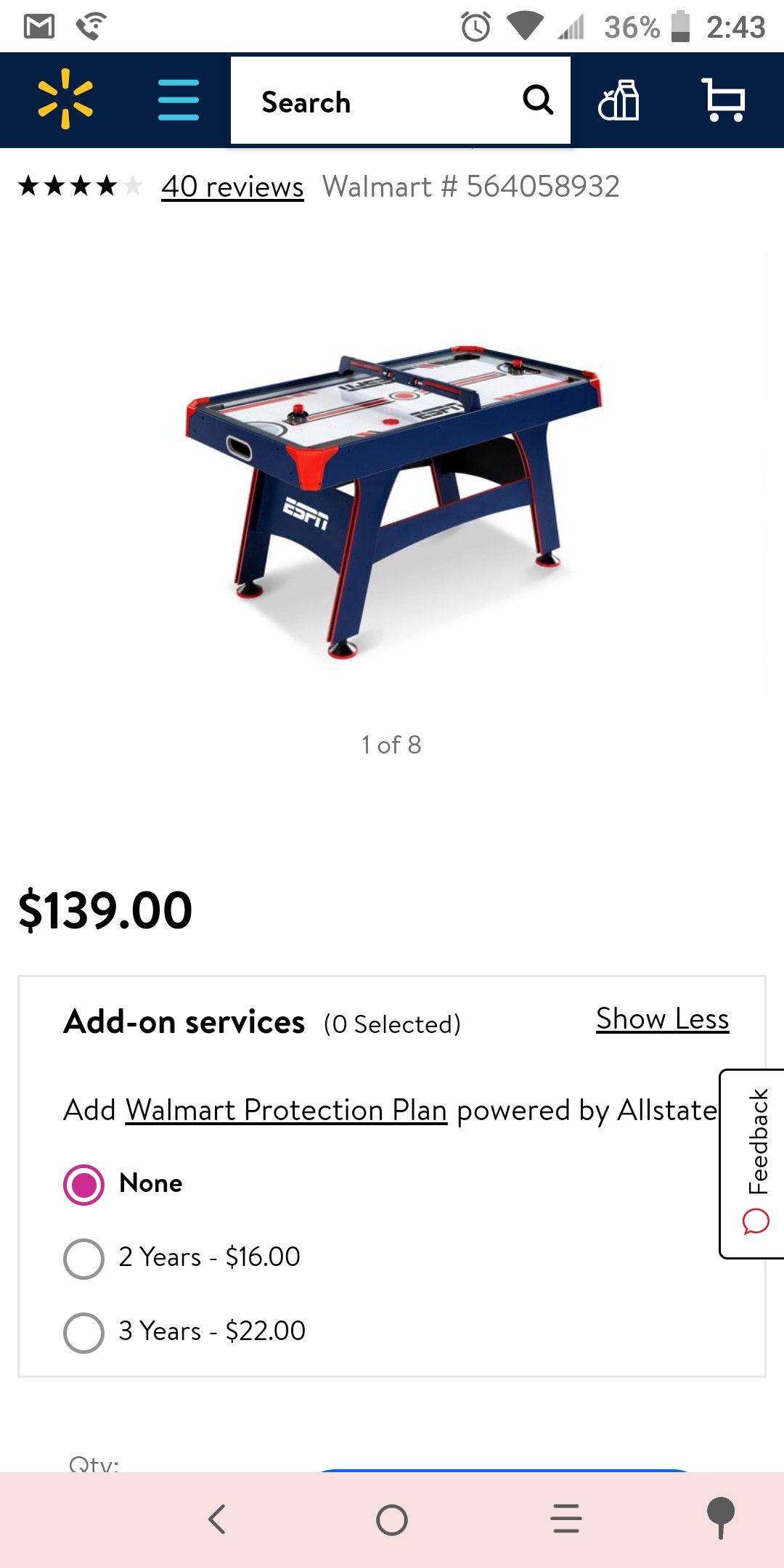 Air hockey table