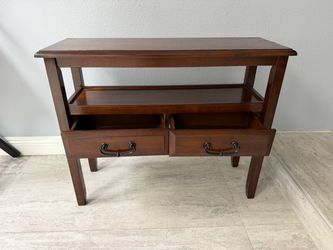 Wood Console Table with Drawers and Shelf