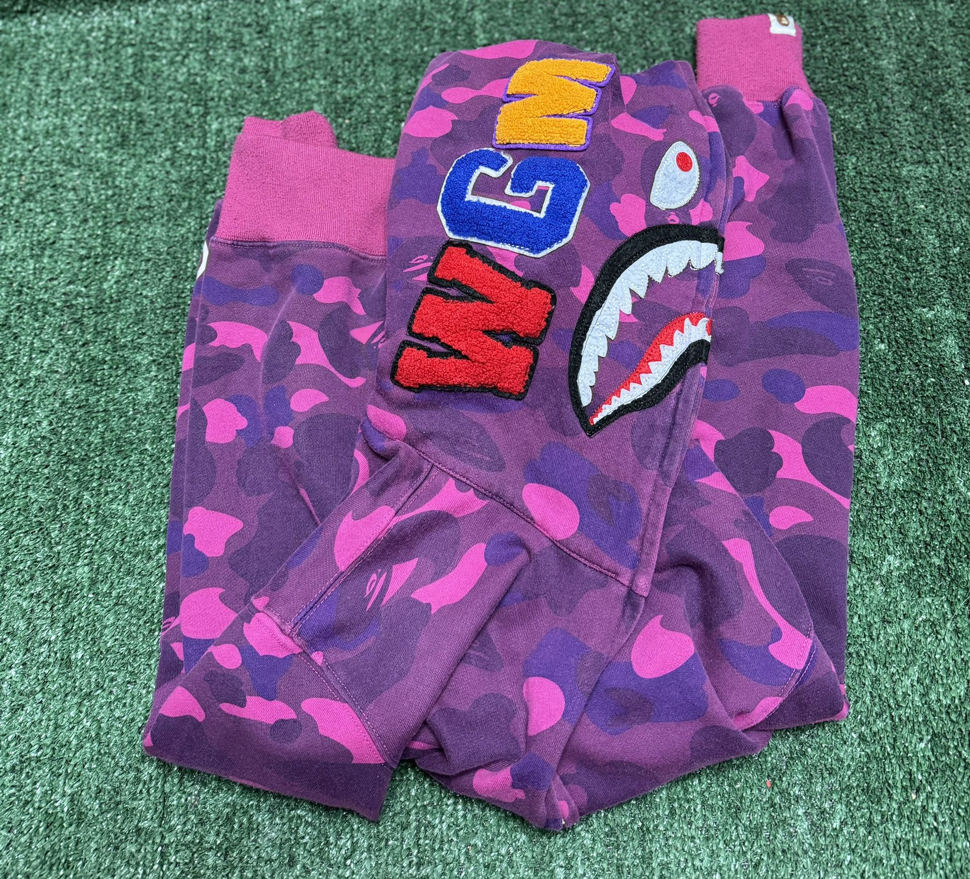 BAPE Color Camo Shark Full Zip Hoodie Purple size L USED