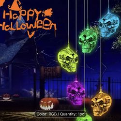 1pc Unique Copper & Plastic Skull Head Solar Wind Chime Decoration - 6 Color-Changing LED String Lights, Solar Operated, Modern Outdoor Hanging Garden