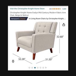 REDUCED Beige Lounge Chair, Accent Chair And Ottoman