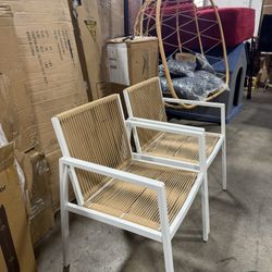 NEW-ZANDOR Outdoor Patio Dining Chairs Set of 2,Aluminum Patio Dining Chairs with Armrests, All-Weather Furniture for Lawn,Garden,Yard, Poolside and I