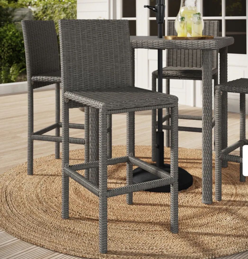 Martha Stewart Outdoor Wicker Bar Stools Gray Set of 2 Brand New NO TABLE