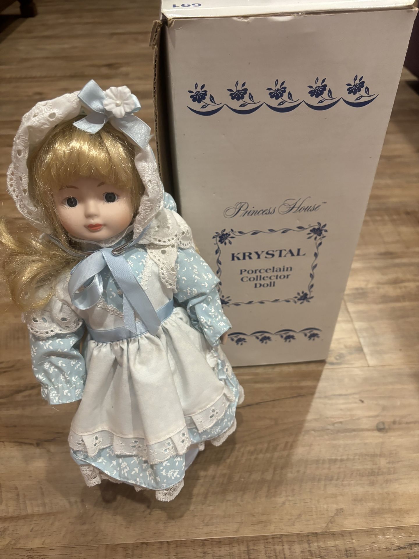 Princess House, Krystal Doll, Porcelain Collector Doll, Blue and White