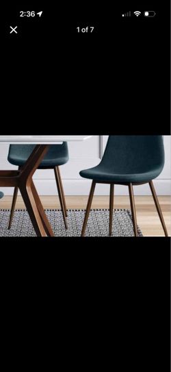 2pk Copley Dining Chairs Teal - Threshold": Upholstered, Metal Legs, Mid-Century Modern, Foam Filled, missing screws/hardware