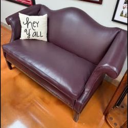 Old Hickory Tannery Plum Leather Love Seat