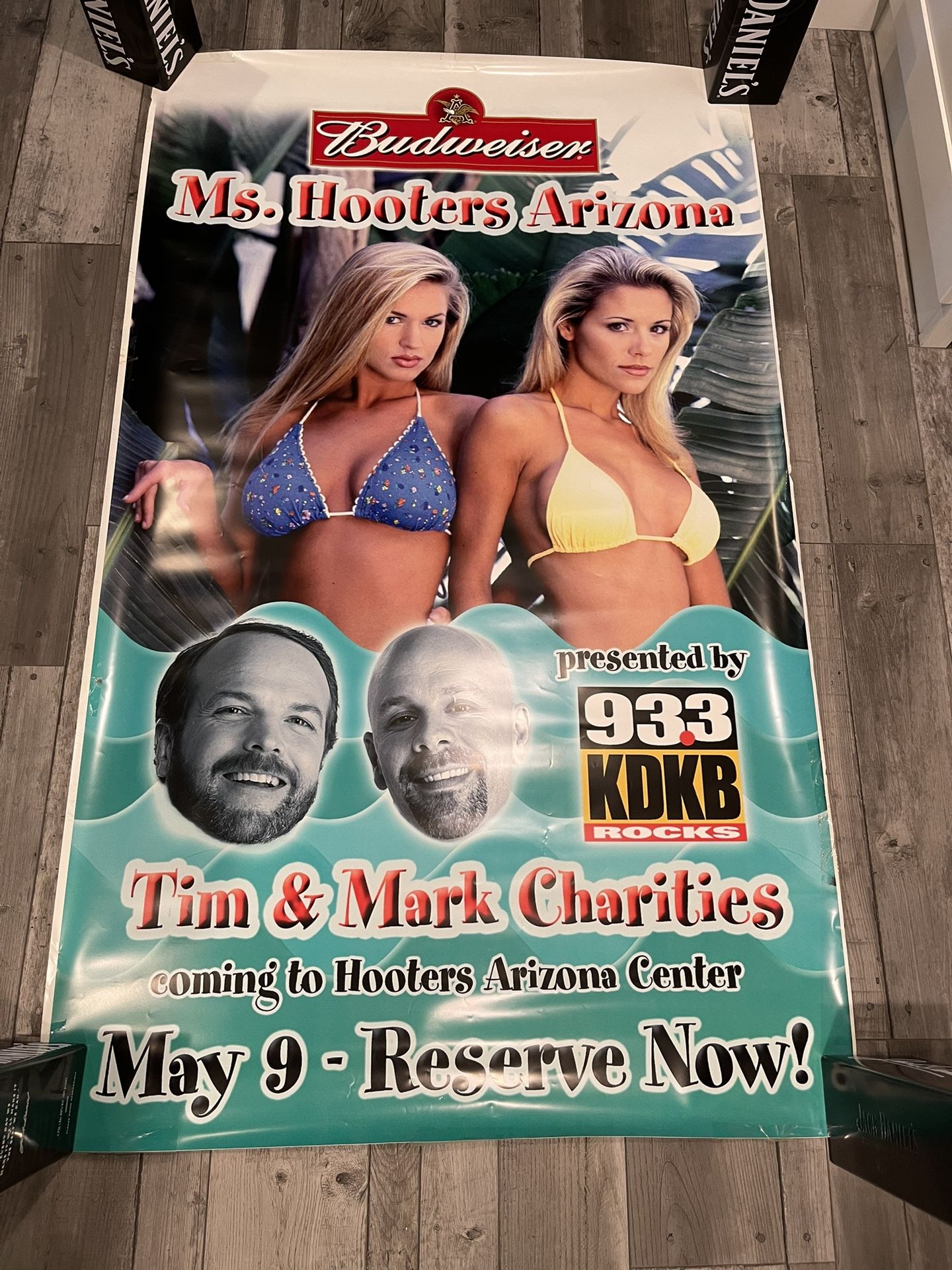 Very Cool Vintage Heavy Vinyl Poster - KDKB , Tim And Mark , Hooters , Budweiser In Great Shape