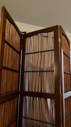Bamboo and Wood Folding Room Divider