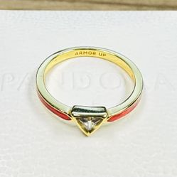 Pandora 14k Gold Plated, Iron Man Ring #164211C01 + PANDORA GIFT BOX & Polishing Cloth + Tag