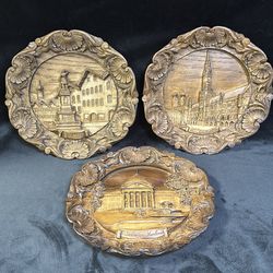 Set of 3 Vintage German Wall Plaques – Munich, Wiesbaden, Bad Tölz