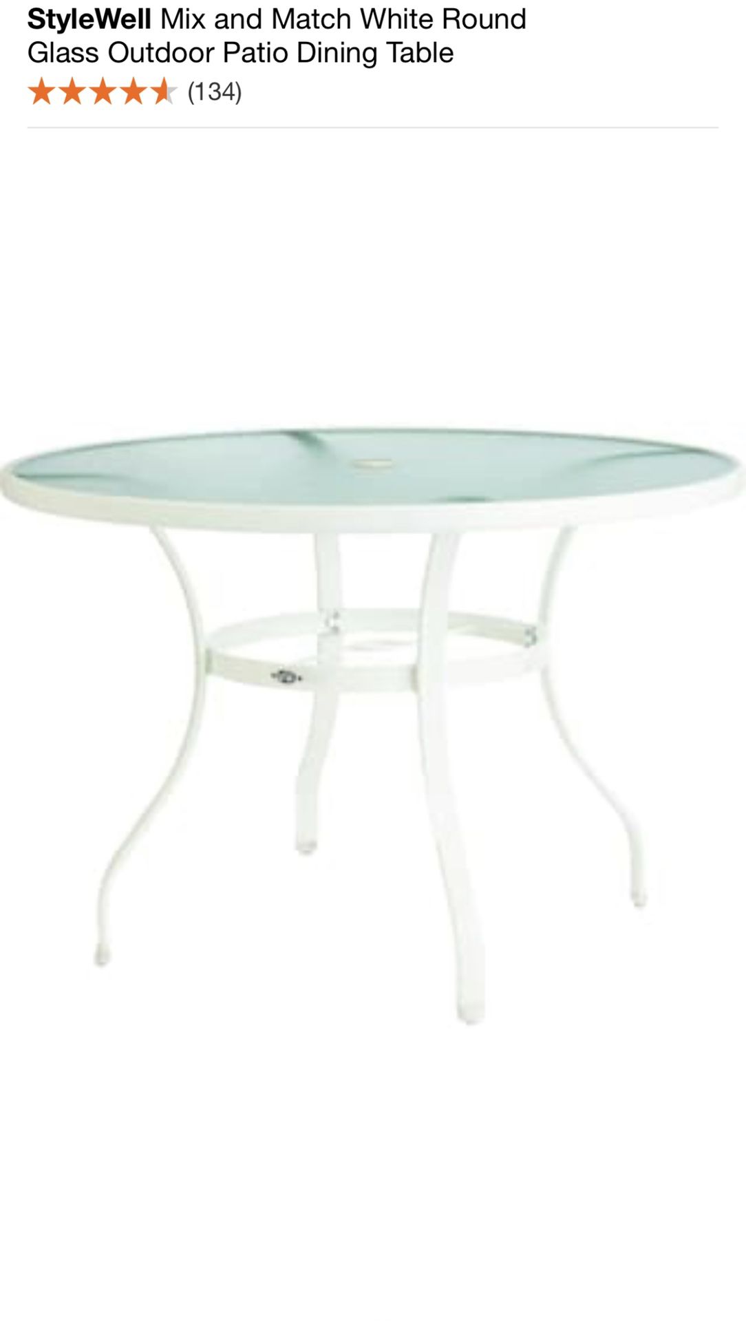 StyleWell Mix and Match White Round Glass Outdoor Patio Dining Table