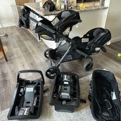 Twin Car Seat with Stroller and Car Seat Base
