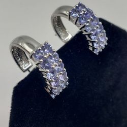 2.40 CT Tanzanite Sterling Silver Earrings 