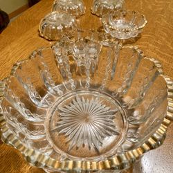 Vintage gold trim pressed glass