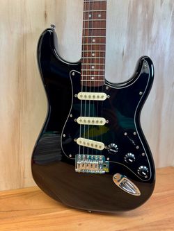 Nice Fender Squire Bullet Stratocaster Electric Guitar, Black on Black (Professionally Serviced and Setup)