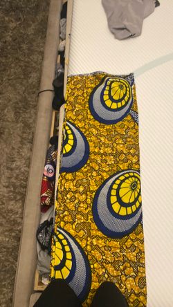 White yellow blue fabric