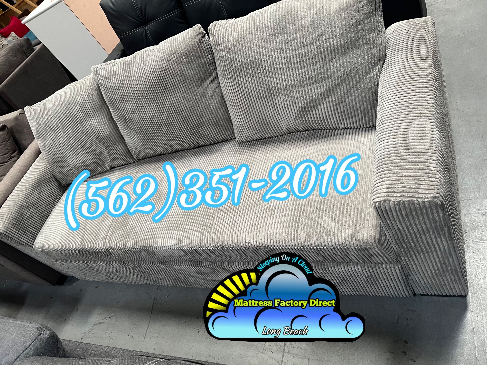 Light Grey Corduroy Couch Sofá New Futon Convertible Bed