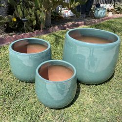 Green Pots-Planters ($85 set of 3)