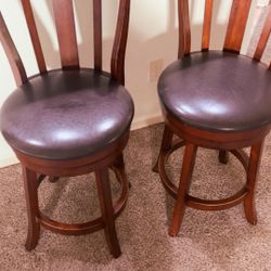 Brown Geniune Leather Top Barstools
