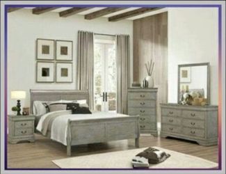 5 PCS QUEEN SIZE BEDROOM SET (ANTIQUE FINISH)
