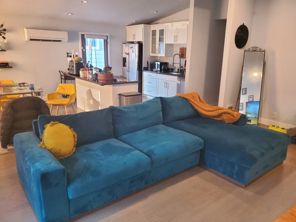 JoyBird Teal Holt Sectional with Storage
