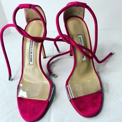 Authentic Manolo Blahnik Estro PVC Ankle Strap Sandal MSRP. $745