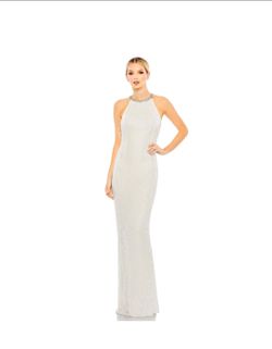 NWT Mac Duggal White Beaded Gown